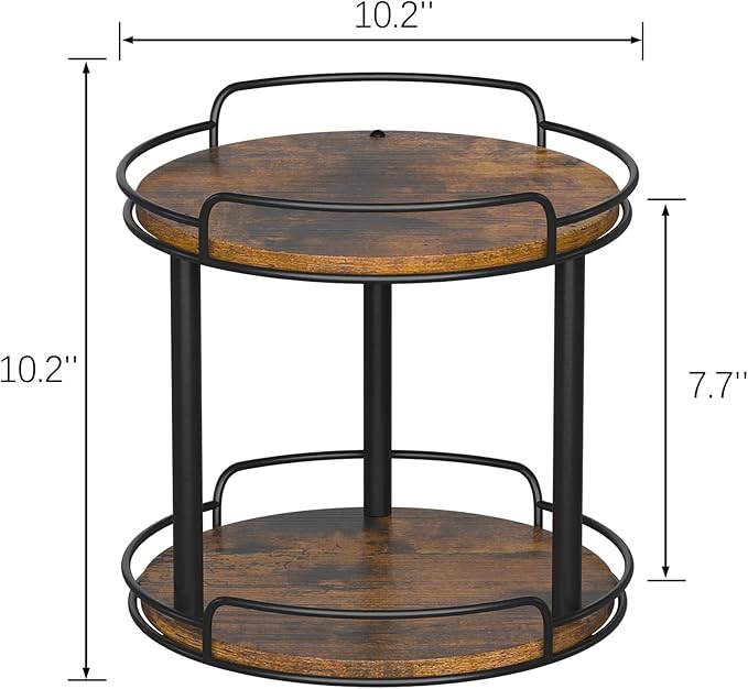 LAMU 10.2'' Wood Lazy Susan Turntable Organizer for Cabinet, 2 Tier Lazy Susan Spice Rack Organizer for Kitchen, Table Top, Countertop, Pantry, Medicine Organizer-Ruum Studio Home