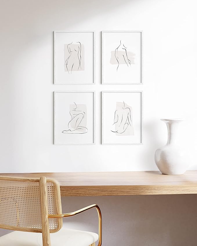 HAUS AND HUES 4-Pack White Oak Frames - 12x16 Picture Frames for Wall Artwork and Posters-Ruum Studio Home