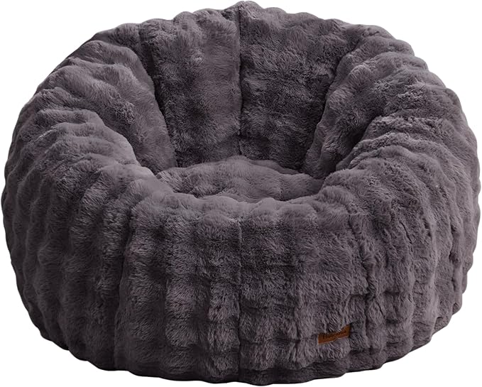 Hobestluk Bean Bag Chair Oversized Bean Bag Chair for Adults Donut-Shaped Large Bean Bag with Spacious Design for Living Room Bedroom or Reading Nook (Bubble Dark Grey)-Ruum Studio Home
