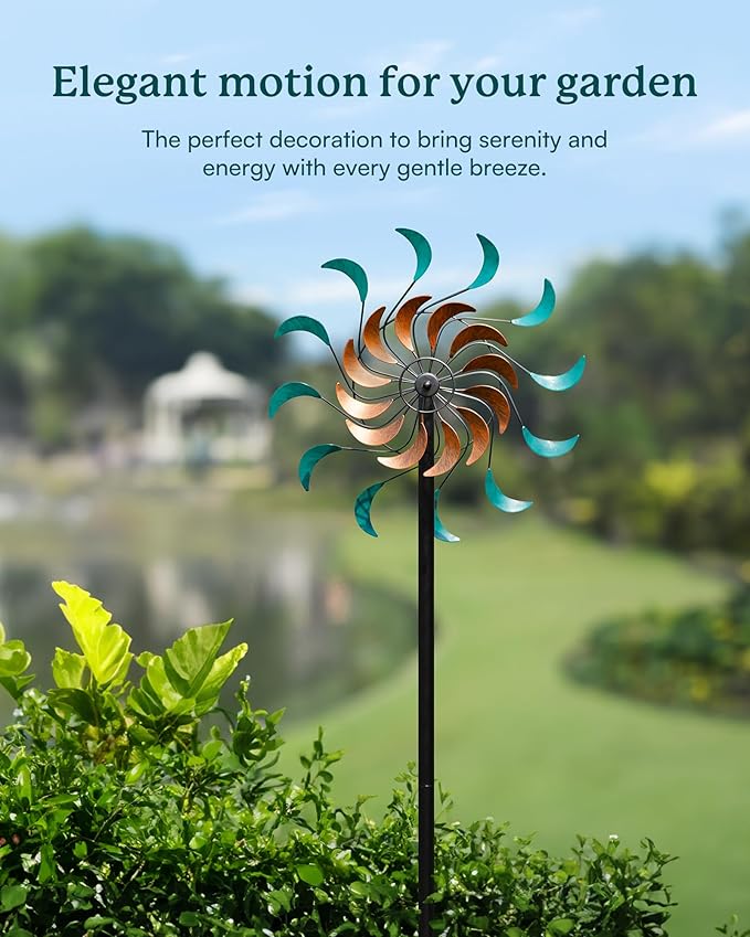 Wind Spinners Outdoor - Metal Windmill for Yard and Garden, Kinetic Wind Sculptures with Stake, Ideal Artistic Decor Gift (13'' W x 54'' H)-Ruum Studio Home