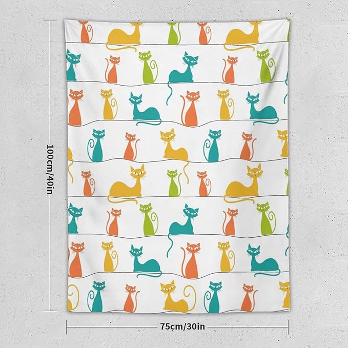 ICMOLYYENLO Boho Medieval Cat Tapestry, Abstract Atomic Starburst Geometric Aesthetic Art Wall Hanging For Bedroom Living Room Dormitory 50x60 Inches-Ruum Studio Home