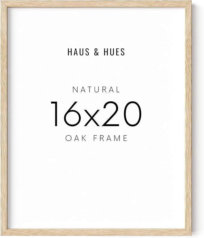 HAUS AND HUES Beige Oak Wood 16x20 Picture Frame - Modern Wood Wall Art Display - Lightweight 16x20 Frame for Art Prints, Photos, Posters - Ready-to-Hang Vertically & Horizontally-Ruum Studio Home