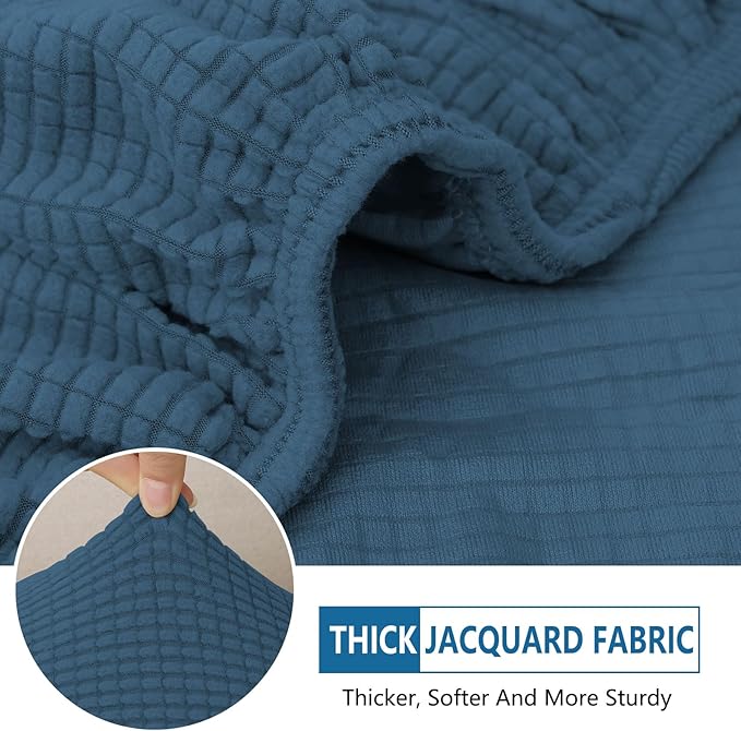 hyha Waterproof Couch Cushion Covers for Pets, Non Slip Sofa Seat Cover for Dogs Washable, Soft Thick Stretch Jacquard Fabric, Sofa Slipcovers with Elastic Bottom (2 Pieces, Blue)-Ruum Studio Home