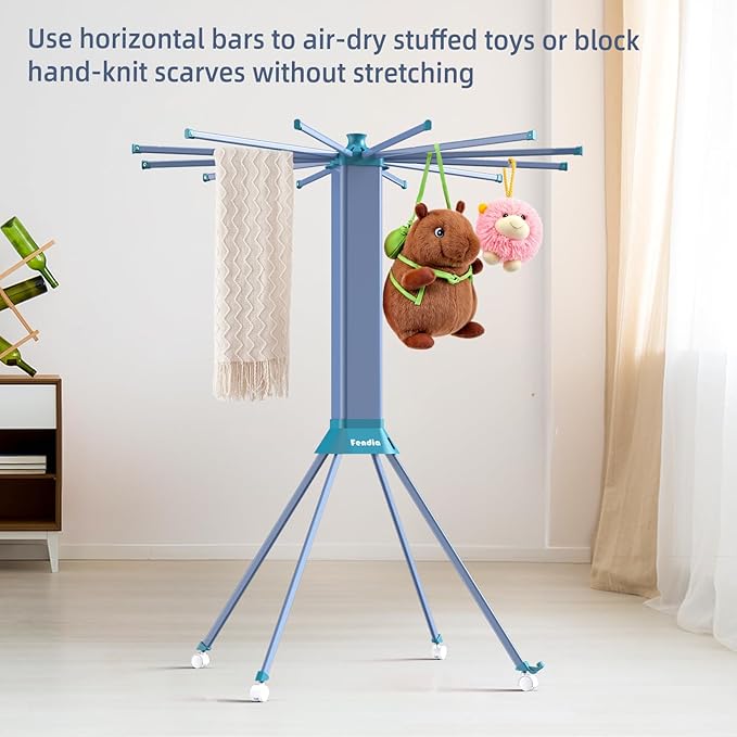 Clothes Drying Rack Foldable & Collapsible Drying Racks with 4-Leg Octopus Design, Large Capacity Space Saving Indoor Drying Rack for Bedroom,Balcony,Laundry for Indoor/Outdoor Use(Grey & Green)-Ruum Studio Home