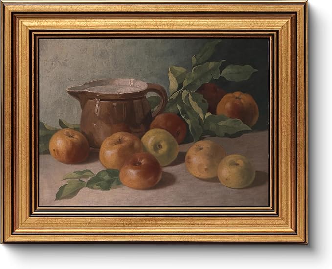 HUARCEY Gold Framed Vintage Wall Art for Living Room Harvest Apples Still Life Oil Painting Artwork Shelf Decor Abstract Picture Canvas Print Farmhouse Fruit Wall Decor Bedroom Kitchen Bathroom 8"x10"-Ruum Studio Home