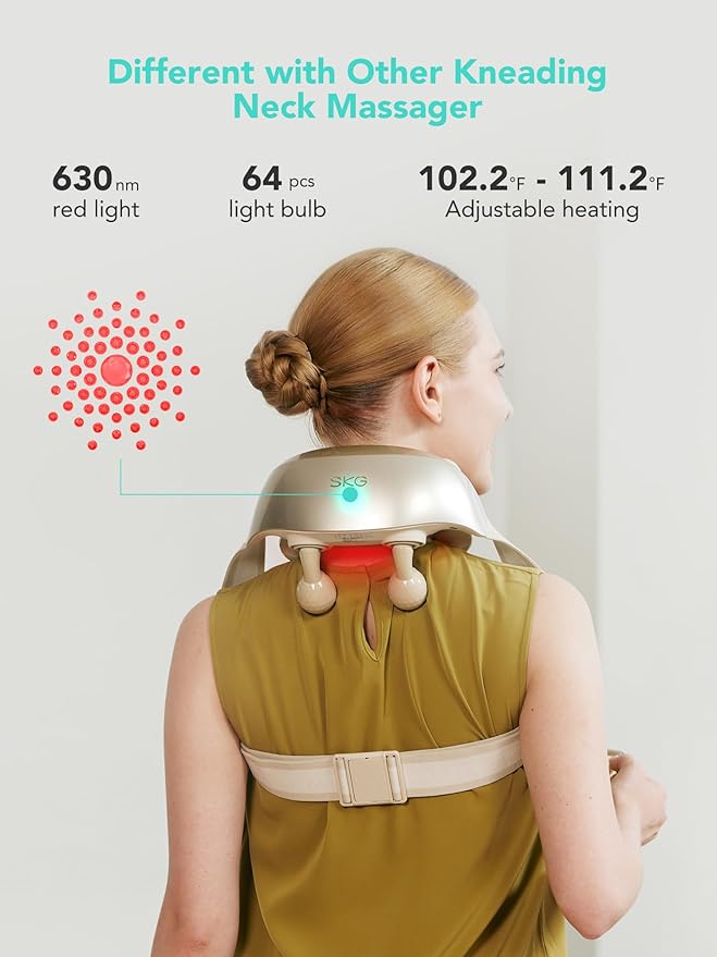 SKG Neck Massager for Pain Relief Deep Tissue Cordless Shiatsu Neck and Shoulder Massger with Heat H7 Ultra-Ruum Studio Home