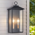18 Inch Wall Light in Clear Glass and Textured Black and Golden Candle Cap Sleeve,Outdoor Lighting Wall Sconce,2-Light 120watts for House Doorway Garage,Bulb Not Included.-Ruum Studio Home