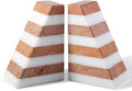 Marble Book Ends, Non-Skid Bookends for Shelves, Composite Bookend with Natural Stone, Heavy Duty Book Stopper, Collected CDs and Oversized Books Organizer, White & Red Decorative Bookends-Ruum Studio Home