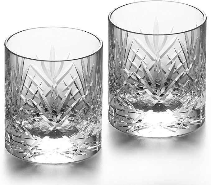 KAMMAK Crystal Whiskey Glasses Set of 2, Handcrafted 7.1oz Old Fashioned Glasses Stemless, Luxury Cocktail Glasses, Hand Blown Scotch Cup for Women, Men Gift for Rocks, Bourbon Barware, Bar-Ruum Studio Home