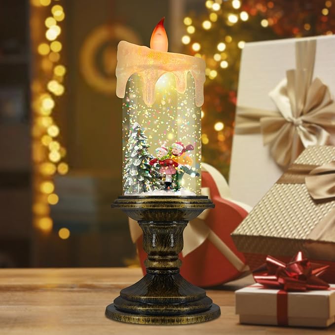 Christmas Flameless Candles, Flickering LED Candles with Timer, Snow Globe Candle Lights for Christmas Decorations-Ruum Studio Home