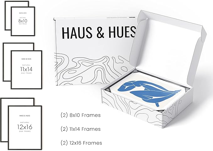HAUS AND HUES Black Frames for Gallery Wall - Set of 6 Picture Collage Frames for Wall, picture Frame Sets for Wall Collage, Gallery Wall Frame Set (Two 8x10, Two 11x14, Two 12x16 Framed Black)-Ruum Studio Home