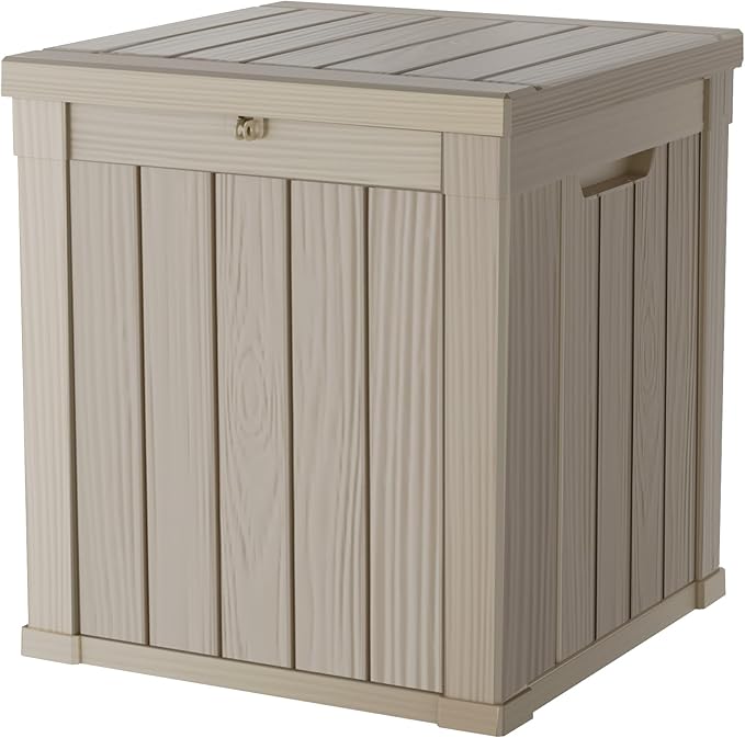 50 Gallon Double-Wall Resin Deck Box - Lockable Waterproof Outdoor Storage Box, 515lbs Capacity & Doubles as Seating for Patio Furniture - Garden Tools, Pool Accessories (Brown)-Ruum Studio Home