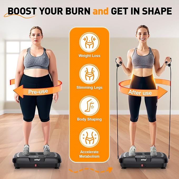 Vibration Plate Exercise Machine - 180 Speeds & 300 lb Capacity, Full Body Workout Vibration Platform with Remote Control for Lymphatic Drainage, Weight Loss & Toning-Ruum Studio Home