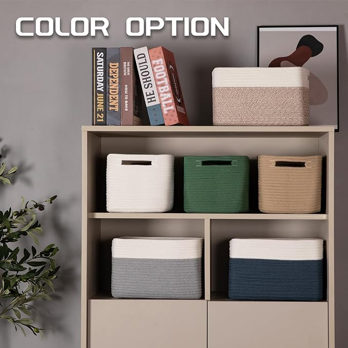 4 Pack Storage Baskets for Organizing, Woven Baskets for Shelves - Perfect for Toys, Books, Towels, and Clothes, Durable Gift Basket Bins Toy Storage, 12.7''L x9''W x7.8''H, Jute-Ruum Studio Home