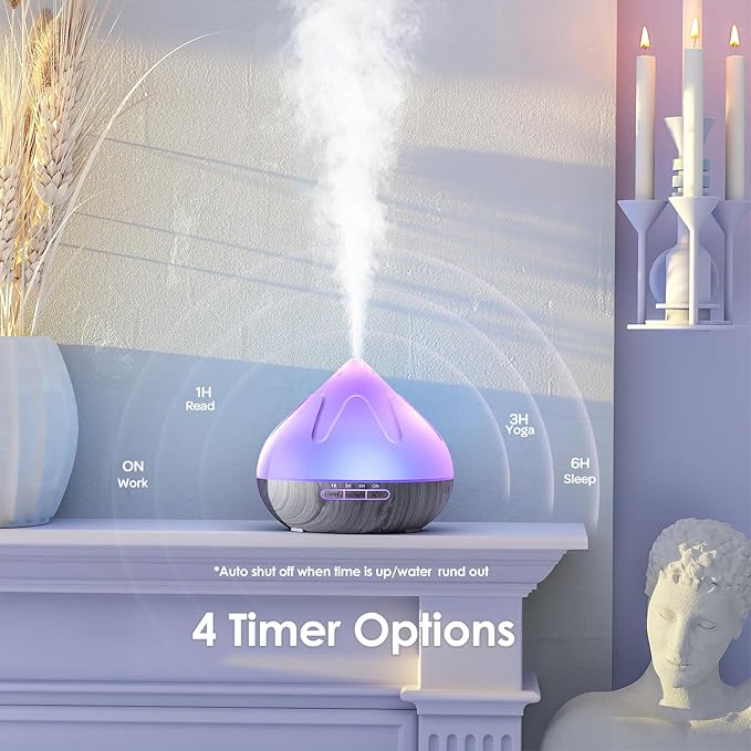 500ML Essential Oil Diffuser: Aroma Diffuser with Remote Control for Hotel Spa Yoga Room Humidifier with 14 Colors LED Night Light for Bedroom Home Relaxation, Black-Ruum Studio Home
