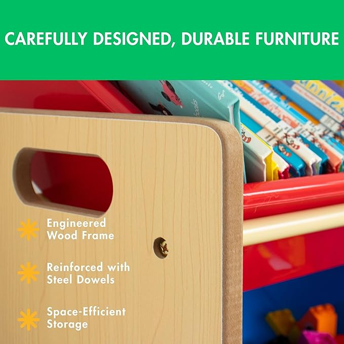 Humble Crew, Natural/Primary Kids' Toy Storage Organizer with 12 Plastic Bins, 34*35*15.5inch-Ruum Studio Home