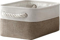 TheWarmHome Storage Basket for Organizing - 1 Pack 12x8x5.2 inch Baskets for Gifts Empty with Handles, Fabric Storage Cubes for Organizer Closet Dog Gift Cloth Toy (Whiet & Khaki)-Ruum Studio Home