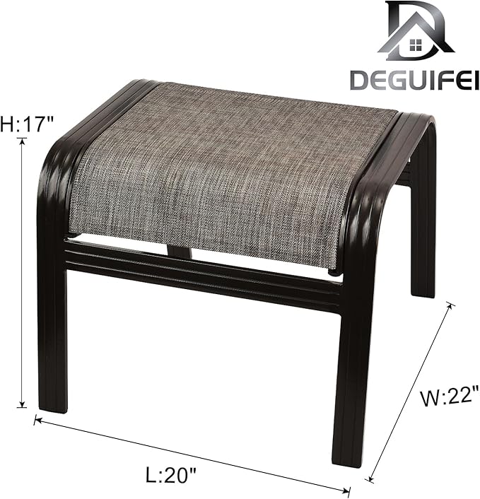 Patio Outdoor Ottoman Footstools Assembled Aluminum Footrest Side Table Small Chairs Patio Ottoman 2 Set Brown-Ruum Studio Home