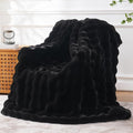 BENVWE Faux Fur Throw Blanket for Couch Bed - Fluffy Soft Thick Bubble Blanket for Living Room Home Decor - Fathers Day Birthday Gifts for Women Men, Black, 60" x 80"-Ruum Studio Home