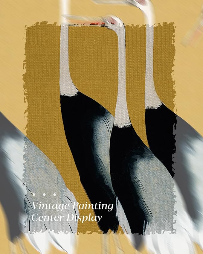 HUARCEY Gold Framed Vintage Wall Art for Living Room, Animals Painting Prints Shelf Decor for Kitchen, Aesthetic Bedroom Wall Art Decor, Christmas Gifts for Friends or Family (Seven Cranes - 8"x10")-Ruum Studio Home