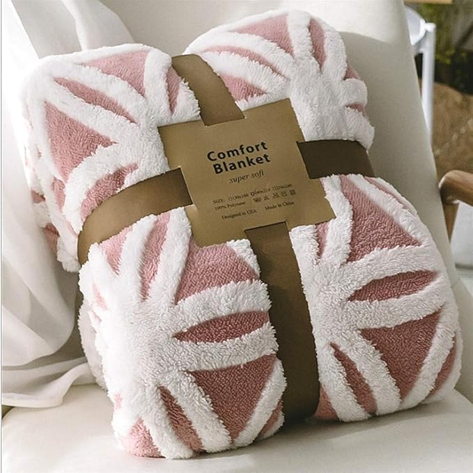 UKELER Luxury Soft Sherpa Throw Blanket Comfort Fuzzy Soft Sherpa Fleece Blanket for Bed/Couch/Sofa/Office/Camping, 60'' x 50'', Pink-Ruum Studio Home