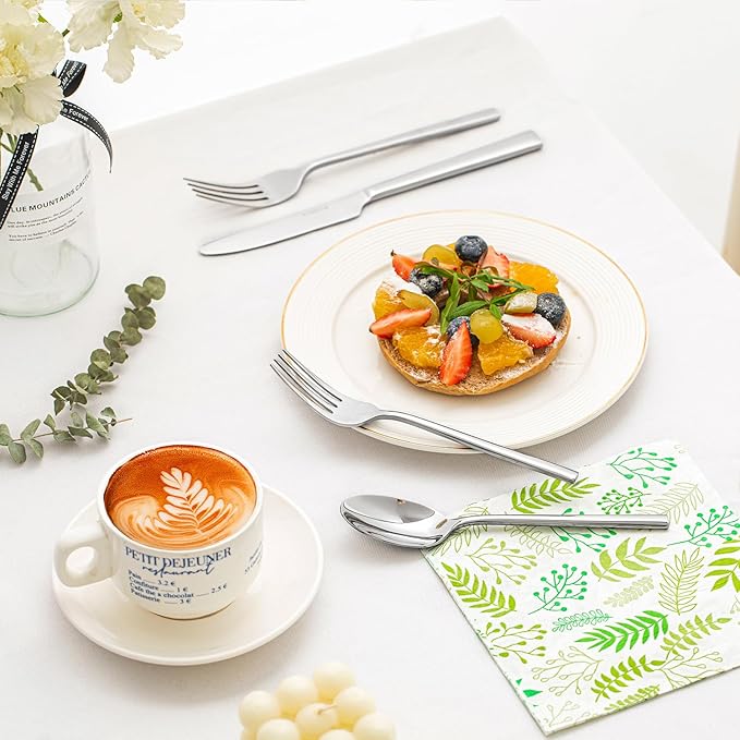 KINGSTONE Silverware Set, 30-Piece Forged Flatware Set Cutlery Set Premium Stainless Steel, Service for 6, for Kitchen, Home, Wedding, Party, Mirror Polished and Dishwasher Safe-Ruum Studio Home