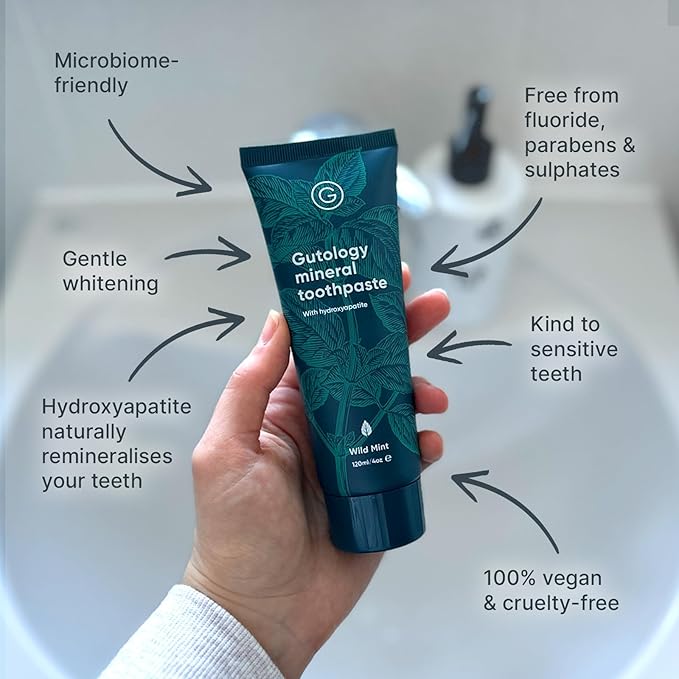 Natural Probiotic Hydroxyapatite Toothpaste Fluroide Free Toothpaste 120ml 4.2 Oz Remineralising Suitable for Adults & Children Helps Sensitive Teeth and Whitening Wild Mint Flavour-Ruum Studio Home