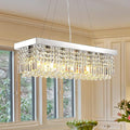 Siljoy 6-Light Modern Crystal Chandelier for Dining Room, Rectangular K9 Crystal Raindrop Chandelier, Rectangle Pendant Ceiling Light Fixture for Living Room Kitchen Island L31.5'' x W10'' x H10''-Ruum Studio Home