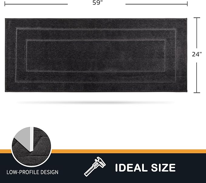 PURRUGS Dirt Trapping Door Mat 24" x 59", Non-Slip/Skid Machine Washable Entryway Rug, Dog Doormat, Super Absorbent Welcome Mat for Muddy Wet Shoes and Paws, Charcoal-Ruum Studio Home