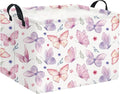 HIYAGON Rectangular Pink Basket for Girls Kids Baby Storage Basket Toy Storage Bin Organizer Box Room Decor(Watercolor Butterfly)-Ruum Studio Home