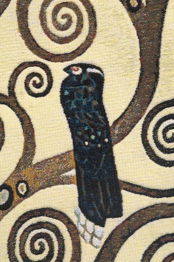 C Charlotte Home Furnishings Inc Lebensbaum Bird Belgian Cushion Cover | Pure Cotton Decorative Cushion Case | Cushion Cover for Indoor Use | 17x17 Inch Cushion Cover for Living Room I By Gustav Klimt-Ruum Studio Home
