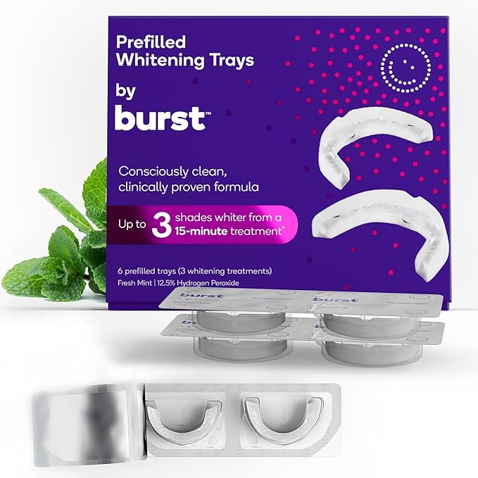 BURST Sensitive Teeth Friendly Whitening Kit | 3 Treatments with 12.5% Hydrogen Peroxide | Up to 3 Shades Whiter After First Use | Prefilled Gel Trays-Ruum Studio Home