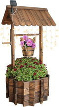 Garden Wooden Decor Rustic Wishing Well with Light Planter Outdoor Home Décor for Patio, Upgrade Wishing Well Garden, Yard Hanging Bucket Patio Lawn Backyard Home Decor-Ruum Studio Home