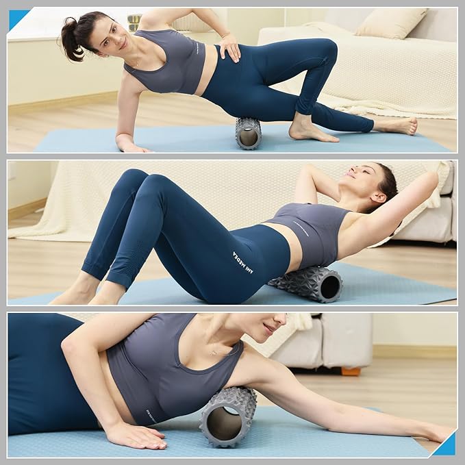 Foam Roller - 15 inch Deep Tissue Massager for Muscle Massage, Myofascial Trigger Point Release, Exercise, Yoga, Pilates & Stretching(Gray)-Ruum Studio Home