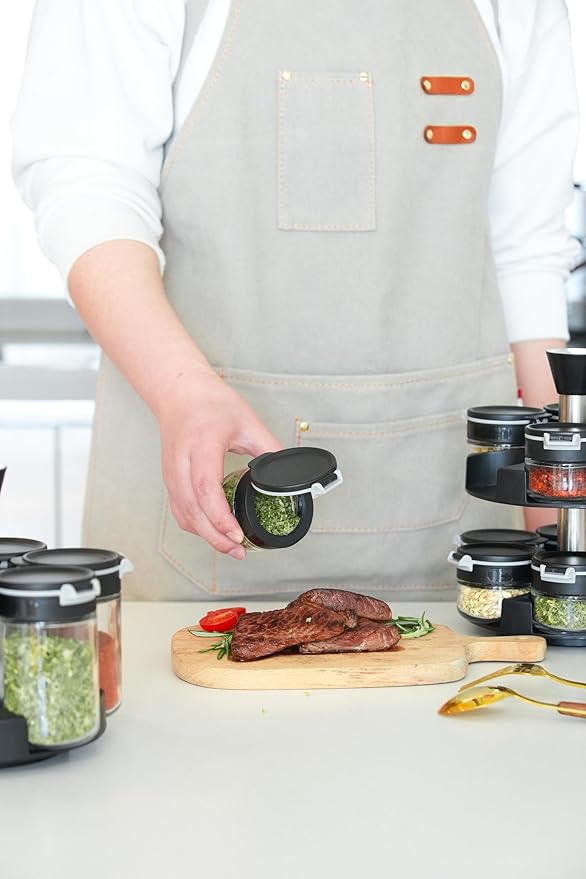 360 rotating 2 tier 12 jars spice rack (12 spice jars) Revolving Seasoning Organizer. Spinning Spice Rack for Counter top and Cabinet-Ruum Studio Home
