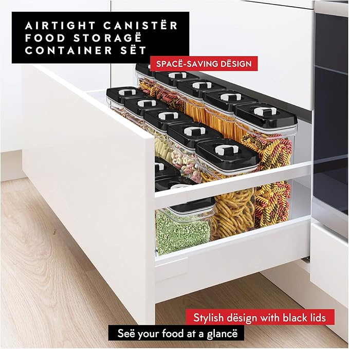 DWËLLZA KITCHEN Airtight Food Storage Containers with Lids – 4 Piece Set Air Tight Kitchen Storage Containers Clear Pantry Organization and Storage Set BPA-Free - Keeps your Food Fresh & Dry-Ruum Studio Home