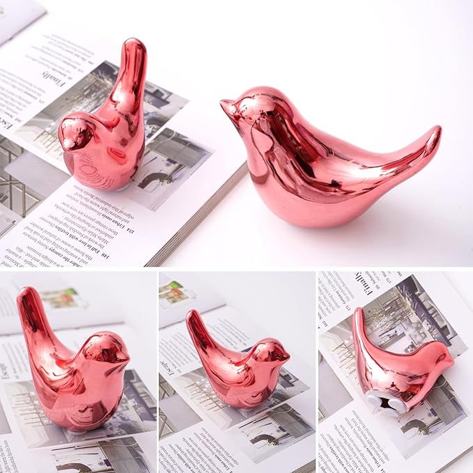 Notakia Small Birds Statues Pink Home Decor Modern Style Decorative Ornaments for Living Room, Bedroom, Office Desktop, Cabinets (2Pcs Pink Birds)-Ruum Studio Home