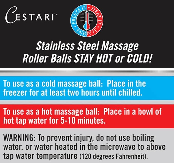 Massage Ball Hot Cold Roller Ball - Relieve Muscle Pain Fast - Stainless Steel Gel Balls for Heat or Ice Therapy-Feet Pain-Plantar Fasciitis-Back Ache-Myofascial Release–Deep Tissue Trigger Points-Ruum Studio Home