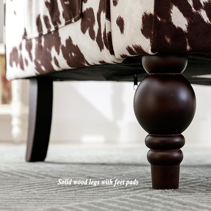 DUOMAY Tufted Accent Chair Set of 2, Modern Upholstered Wingback Side Arm Chair for Living Room Bedroom with Wood Legs, Comfy Reading Guest Chair for Office, Milk Cow/Brown-Ruum Studio Home
