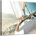 ARTISTIC PATH Sailboat Picture Seascape Wall Art: Nautical Artwork Print on Canvas Painting for Bedrooms (16" W x 11" H,Multi-Sized)-Ruum Studio Home