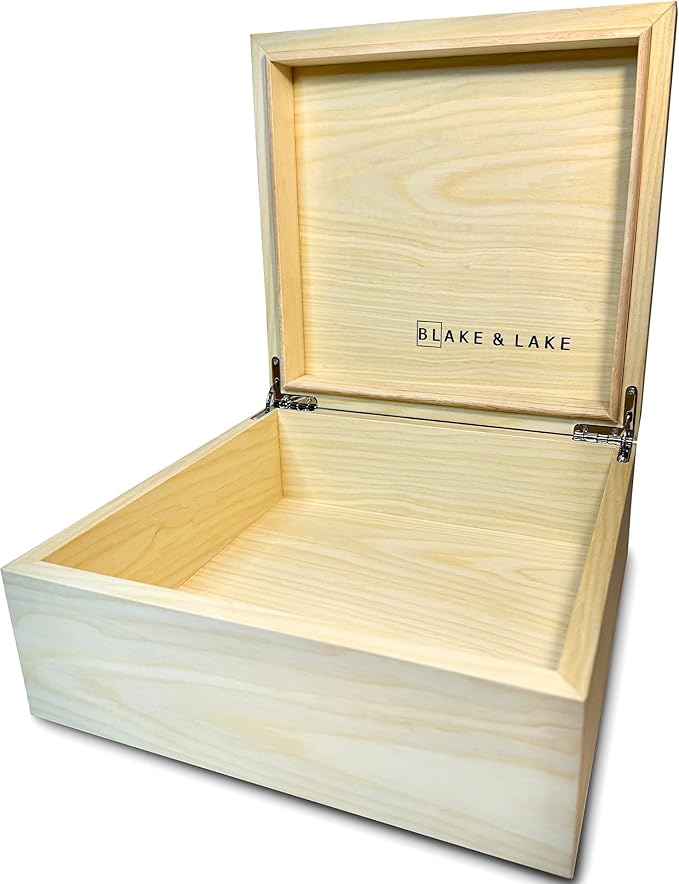 Blake & Lake Wooden Box with Hinged Lid - Solid Maple Wood Eco Box - Wood Storage Box with Lid - Wooden Keepsake Box - Decorative wooden boxes with lids (Maple)-Ruum Studio Home