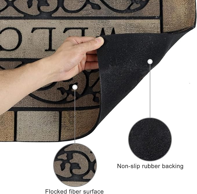 CHICHIC Entrance Door Mat Large 24 x 36 Inch Entry Way Doormat Front Door Rugs Outdoors Heavy Duty Welcome Mat, Non Slip Rubber Back Low Profile for Garage, Patio, High Traffic Area, Vine-Ruum Studio Home