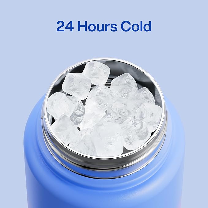 Insulated Water Bottle with Straw Stainless Steel Water Bottle, Leak-Proof, BPA-Free, Double Wall Vacuum Keeps Cold for 24 Hours for Sports, Travel, School (32 oz, Frosted Lilac)-Ruum Studio Home