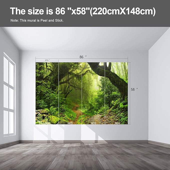 Forest Landscape Wall murals Woodland Tree Peel and Stick Wallpaper for Bedroom Living Room - 58"x86"-Ruum Studio Home