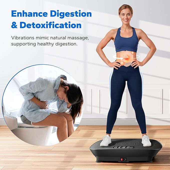 MERACH Slim Vibration Plate Exercise Machine, Vibration Plate for Lymphatic Drainage Weight Loss, Vibrating Plate with Real-Time Calorie Tracking on LED Display, Workout Equipment for Home Women Men-Ruum Studio Home