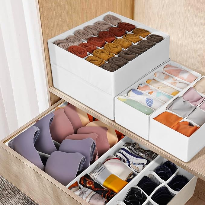 12 Pack Drawer Organizers for Clothing, 116 Large Compartments Fabric Dresser Closet Organizers and Storage Bins for Baby Clothing, Women Men Underwear Socks, Bra, Ties, College Dorm Room Essentials-Ruum Studio Home