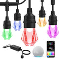 XMCOSY+ Smart Outdoor String Lights - 64ft RGBCWIC Patio Lights with 24 Color Changing Bulbs, LED String Light for Outside Backyard Bistro Party, APP WiFi Control, Work with Alexa, IP65 Waterproof-Ruum Studio Home