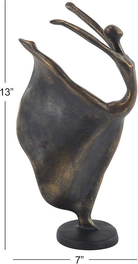 Deco 79 Polystone Dancer Decorative Sculpture Home Decor Statue, Accent Figurine 7" x 5" x 13", Brass-Ruum Studio Home