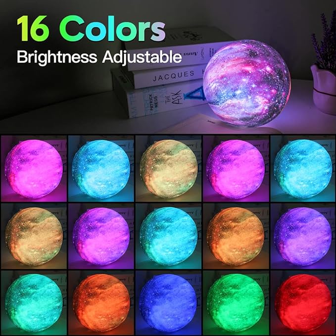 BRIGHTWORLD Moon Lamp Galaxy Lamp 5.9 inch 16 Colors LED 3D Moon Light, Remote & Touch Control Moon Night Light Gifts for Girls Boys Kids Women Birthday-Ruum Studio Home