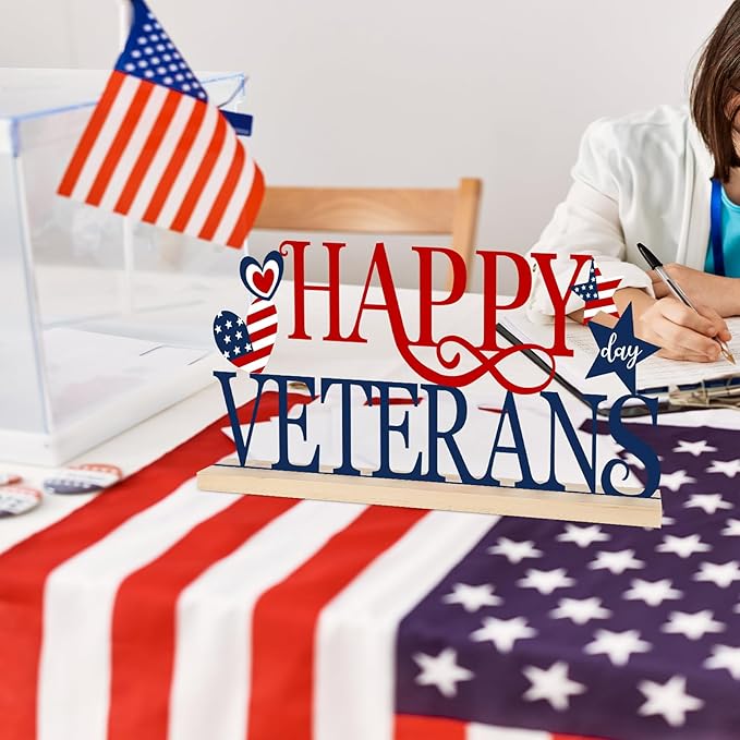 COCHIE Metal Happy Veterans Day Sign, Thank You Veteran Table Centerpieces Decorations for Home, Office, Shelf, Mantel, Indoor, Traditional Party Supplies Decor (Veterans)-Ruum Studio Home